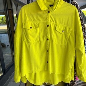 Yellow Corduroy Button Up Jacket Lightweight Ribbed Sz S